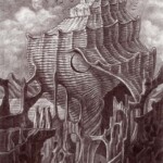 Brendon Flynn, The Temple Of The Moon. Atlantis, 9800 B.C.E, ballpoint on board, 6 x 8.25 inches, $650
