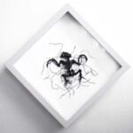 Caitlin McCormack, Broken Eggs, crocheted cotton string, glue, ink, steel pins 14 x14 x 1.75 inches framed, $550
