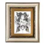M. del Vena, Cor Cordium, pen and ink and gold ink on hot press Fabriano watercolor paper, 8 x10 inches, 11.5 x 13.5 inches framed, $350