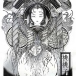Peach MoMoKo, Hakai to Saisei IV, (Destruction and Regeneration IV), Ink on paper, 13 x 19 inches, 15 x 21 1/8 inches, $800