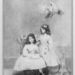 Zoé Byland, "Sisters and Snowy Owl", acrylic and airbrush, 19.3 x 27.17 inches, $4,400