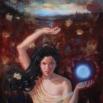 Janet Cook, I ran to the forest, oil on panel, 48 x 34 x 3 inches, $4500
Musical Inspiration: “Mer Gir” by Madonna