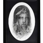 Cassie Meder, SPRING, graphite, watercolor, and iridescent foil on 140 lb cold press watercolor paper, 6.5 x 4.5 inches, 8 x 6 inches in hand painted vintage frame c. 1970s, $300