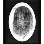 Cassie Meder, SUMMER, graphite, watercolor, and iridescent foil on 140 lb cold press watercolor paper, 6.5 x 4.5 inches, 8 x 6 inches in hand painted vintage frame c. 1970s, $300