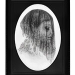Cassie Meder, WINTER, graphite, watercolor, and iridescent foil on 140 lb cold press watercolor paper, 6.5 x 4.5 inches, 8 x 6 inches in hand painted vintage frame c. 1970s, $300