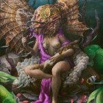 Hannah Yata, Black Mascara, oil on canvas, 44 x 56 x 1.5 inches