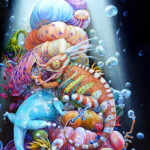 Hannah Yata, Certified Organic, oil on canvas, 20 x 36 x 1.5 inches