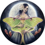 Kelly McKernan, Pathos, watercolor and gouache on watercolor paper mounted to wood panel, 16 x 16 inches tondo, $1,200