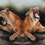 Josie Morway, Aspire to our twin stars, oil and enamel on panel, 24 x 36 inches, $4,000