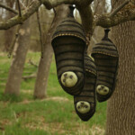 Scott Radke, Chrysalis 3 & 4, mixed media: resin, acrylic paint, burlap, 17 x 8 x 7 inches, $725 each