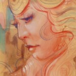 The Feathers are Red, resin, pencil, gold leaf and acrylic over panel, 5 x 7 x 3, $500