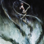 Eric Velhagen, Mermaid's Tempest, oil on linen, 17 x 28 inches, 21 x 32 inches framed, $3,000
