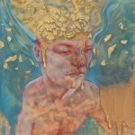 Blue Dream, resin, pencil, gold leaf and acrylic over panel, 11 x 14 x 5/8, $1700