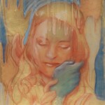 Remember, resin, pencil, gold leaf and acrylic over panel,11 x 14 x 3 3/4, $1800