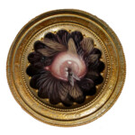 “Amnesia”, (framed) oil on paper on glass, 3.5 inches circle, 5.75 inches framed Please inquire on pricing: info@havenartgallery.com