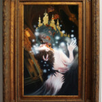 “Angel's Punishment”, (framed) oil and goldleaf on board, 16 x 28 inches, 27.75 x 39.25 inches, Please inquire on pricing: info@havenartgallery.com