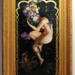 “Hermaphrodite Sleeps”, (framed) oil and goldleaf on board, 19.5 x 37.5 inches, 31.75 x 49.75 inches framed, Please inquire on pricing: info@havenartgallery.com