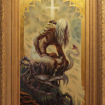 “Maldoror”, (framed) oil and goldleaf on board, 19.5 x 37.5 inches, 31.75 x 49.75 inches framed, Please inquire on pricing: info@havenartgallery.com