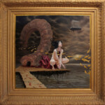 “Pact with Prostitution”, (framed) oil and goldleaf on board, 29.5 x 29.5 inches, 41.75 x 41.75 inches framed, Please inquire on pricing: info@havenartgallery.com