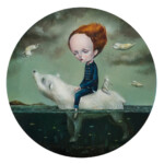 "Wanderlust", oil on wooden panel, 11.8 inches round, $1,800