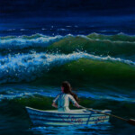 Jana Brike, "Lover and the Storm", oil on canvas, 6 x 8 inches, $800