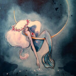 June Leeloo, "Blue", ink and watercolor on archival paper, 7 x 10 inches, $468