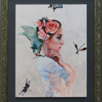 Lioba Brückner, "No Life Without You”, watercolors, acrylics, colored pencils, gel pen & glitter on toned paper mounted on wood panel, 12.5 x 16.5 inches, 18.3 x 22.2 inches framed, $600