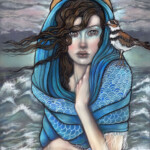 Tammy Wampler, "The Sea Priestess”, soft pastel and ink on Pastelmat, 10 x 13 inches 14 x 18 inches framed, $550