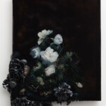 Regan Rosburg, "Vanitas I”, Three-dimensional sculptural painting (paint, mylar, silk, wood, resin, wasp nest, carpenter bee, bones, squirrel skulls), 29 x 22 x 3 inches, $6,500