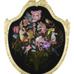 Jennybird Alcantara, “Meditation on the Delightfulness of her Recesses”, oil on wood, antique frame, 22 x 26 inches, 24.5 x 32.5 inches framed, $16,000