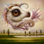 Naoto Hattori, "Lucid Dreamer 07”, acrylic on board, 3.1 x 3.1 inches (frame size 5.3 x 5.3 inches), $650