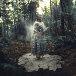 Kindra Nikole, The Quickening, mixed; photo printed on archival giclée paper, mounted to wood panel, acrylic embellished, resin glazed, 8 x 8 inches, $250