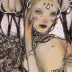 Kristin Shiraef, "Layla of the Moonlit Forest", mixed media: India ink pen, metallic ink silver, color pencil, graphite and white gel on mixed media paper, $150