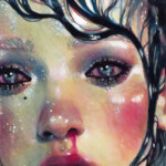 Kristin Shiraef, “Stardust", Mixed media painting: Acrylic, white gel pen on moleskin paper, 4 x 7 inches, $500