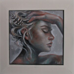 Ingrid Tusell, "Winter´s soul”, oil on wood, 8 x 8 inches, 10 x 10 inches framed, $450