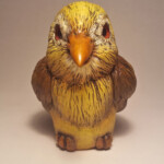 Carisa Swenson, “Little Critters, Big Problems (Endangered Species Chibi) - Golden White-Eye”, Magic Sculpt, glass eyes, acrylic paints, wood, 3 3/4 inches high x 3 inches wide, $175 (Price for Set $950)