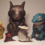 Carisa Swenson, “Little Critters, Big Problems (Endangered Species Chibi) - Full Set, Magic Sculpt, glass eyes, acrylic paints, wood, $950 (if available)