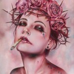 Brian Viveros, “Blackstar”, oil, acrylic on wood panel, 11 x 14 inches, $3,200 | Musical Inspiration: “Blackstar” by David Bowie