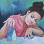 Joshua Lawyer, "Somewhere over the rainbow", oil paint on wood panel, 13 x 12.5 inches, 13.5 x 13 inches, $750 | Musical Inspiration: "Somewhere over the rainbow" sang by Israel Kamakawiwo'ole.