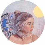 Helice Wen, “Roses”, oil on wood, 16 inch tondo, $1,280 | Musical Inspiration: Electronic Music