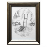 "Desolato", Ink on paper (Archival Micron Pen), 5 x 7 inches, 7 x 8 3/4 in framed, Please inquire