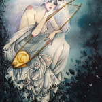 June Leeloo, “Conte de l'incroyable amour”, watercolour on archival paper, 14 x 10 inches,
$732 (Historical Reference: “La Musique" by Mucha)