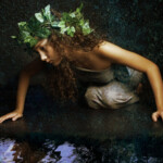 Thomas Dodd, “Narcissus Revisited”, photo encaustic montage, 18 x 24 inches, $1,600 (Historical Reference: Caravaggio’s “Narcissus”)