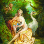 Omar Rayyan, “Fickle Leda”, oil on panel, 20 x 16 inches, $6,500 (Historical Reference: Francois Boucher’s “The Toilette of Venus”)