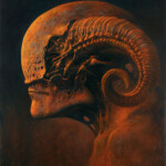 Dariusz Zawadzki, “Thanatos”, oil on Masonite board, 27.5 x 23.6 inches, $7,800 | Mythological Inspiration: Thanatos
