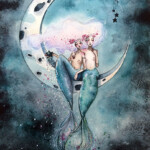 June Leeloo, “Il est grand temps de rallumer les étoiles”, watercolor on archival paper, 10 x 14 inches, $732 | Mythological Inspiration: Undines
