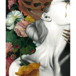 Loretta Lizzio, “Welcome”, oil, graphite and gold on paper, 9.75 x 13.75 inches, $850 | Mythological Inspiration: The Grim Reaper or Psychopomp