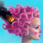 Jel Ena, "All Hands Were Lost in a Pink Sea", oil on fabriano paper, 4 x 6 inches, $475