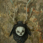 Scott Radke, "Centrar 1," magic sculpt, burlap ,acrylic paints, 25 x 12 inches, $675