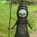 Scott Radke, "Home at Last 2," magic sculpt, burlap, acrylic paints, 31 x 10 x 5 inches, $575